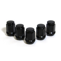 Wheel Nuts Flat Head Bulge 1/2" Black 35mm 5Pk