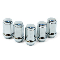 Wheel Nuts Flat Head Bulge 1/2" Chrome 40mm 5Pk