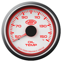 Oil Temp Gauge 50c-150c 52mm White Muscle Series
