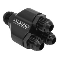 Proflow 3-Port Distribution Block Adaptor Fuel Log 3x AN8 ORB to 1x AN10 ORB Billet Black