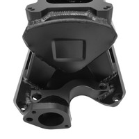Proflow SuperMax Intake Manifold Tunnel Ram Fabricated Black Dual Carburetted SB Ford 289-302W