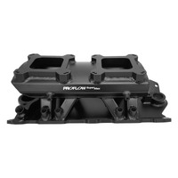 Proflow SuperMax SB Chev EFI Intake Manifold w/ Fuel Rails Tunnel Ram Fabricated Black 4150 Throttle Body