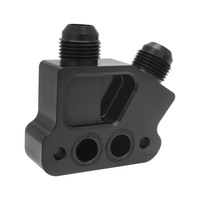 Proflow Oil Cooler Adapter GM LS Male -10AN Billet Aluminium Black Anodised With Line Port
