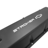 Proflow Valve Covers Tall Cast Aluminium Black Stroker Bowtie Logo BB For Chevrolet Pair