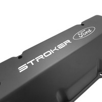 Proflow Valve Covers Tall Cast Aluminium Black Stroker Ford Logo Small Block For Ford 302 351C Pair