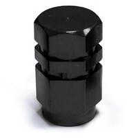 Valve Cap Black 2 Groove 5 Pack