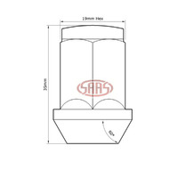 Wheel Nuts Flat Head Bulge 12 x 1.50 Chr 35mm 5Pk