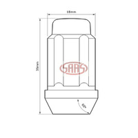 Wheel Nuts S/D 6 Spline 12 x 1.50 Inc Key Black 10Pk