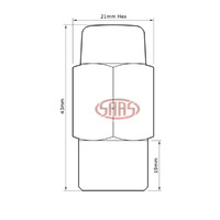 Wheel Nuts Mag 12 x 1.50 Black 43mm 5Pk