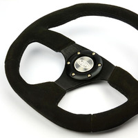 Steering Wheel Suede 14" ADR Black Flat Bottom