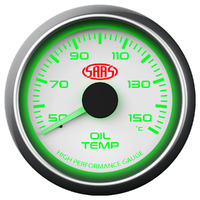 Oil Temp Gauge 50c-150c 52mm White Muscle Series