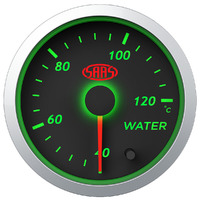 Water Temp Gauge 40c-120c 52mm Black Street Series