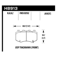 Hawk Performance HPS 5.0 Front Brake Pads for Jeep Grand Cherokee Trackhawk HB913B.659