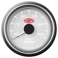 Oil Temp Gauge 50c-150c 52mm White Muscle Series