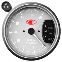 Tachometer 0-8K Shiftlite 3-3/4 White Muscle Series