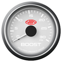 Boost Gauge Diesel 0-30 psi 52mm White Muscle Series