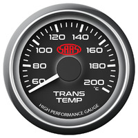 Trans Oil Temp Gauge 60c-200c 52mm Black Muscle Series