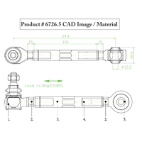 REAR TOE CONTROL ARM-ADJUSTABLE MITSUBISHI, LANCER EVO, CN9A, CP9A, CT9A, CZ4A