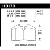 Hawk Performance HPS 5.0 Front/Rear Brake Pads for Alcon CAR36/Ferrari 348, 355, 456, 512/Porsche 911/928/944/968 (4-Piston) HB170B.650