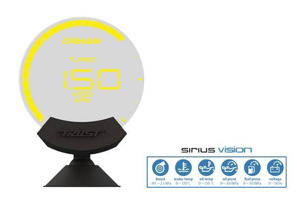 GReddy 16001720 Sirius Vision Display (Turbo/Press/Temp/Voltage) 68Mm Clear  Thin-Film El Display Gauge