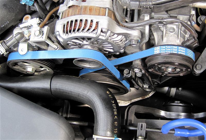 HKS FINE TUNE V BELT FOR Skyline ECR33 (RB25DET) A/C Belt 4PK910 Blue, HKS,  HKS-VB42-4PK910