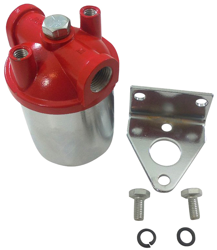 Proflow Fuel Filter Canister Type Chrome/Red 3/8 npt inlet and outlet ports