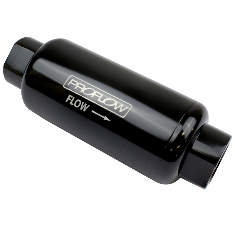 Proflow Fuel Filter Inline Mount 10 Microns Billet Aluminium Black