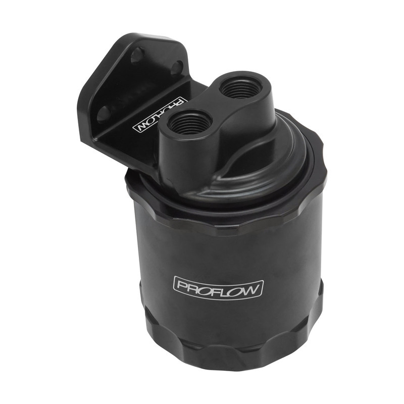 Proflow Remote Oil Filter Head Billet 3/4''16 Thread With Proflow Billet Filter 08AN ORB Black Ano