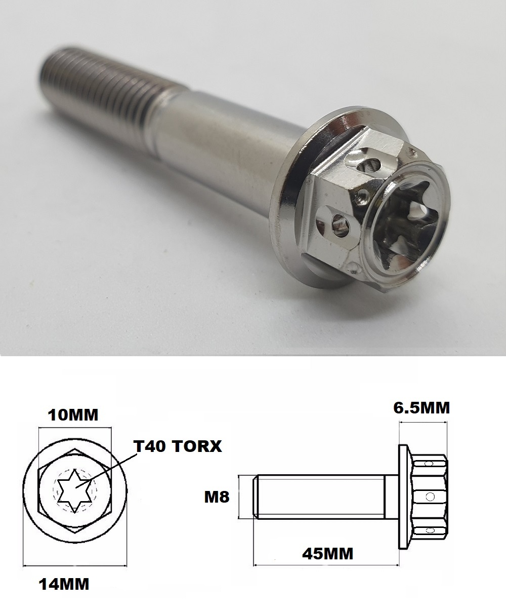 Threaded Floor Flanges M8X45MM 1.25 THREAD PITCH TITANIUM 12 POINT FLANGED  BOLT GRADE 5 Threaded Wire & Cable Connectors For Flange