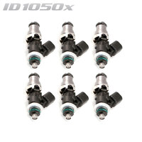 ID1050-XDS Injectors Set of 6, 48mm Length, 14mm Grey Adaptor Top, Nissan VR Lower Adaptor - Nissan 370Z/GT-R R35/Infiniti G37 V36