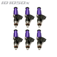 ID1050-XDS Injectors Set of 6, 60mm Length, 14mm Purple Adaptor Top, 14mm Lower O-Ring/11mm Machine O-Ring Retainer - Nissan GT-R R35 (V1 T1 Rails)