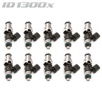 ID1300-XDS Injectors Set of 10, 48mm Length, 14mm Grey Adaptor Top, 14mm Lower O-ring - Lamborghini Gallardo (V10)