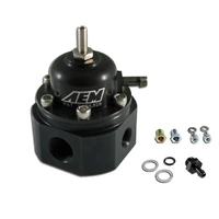 AEM Adjustable Fuel Pressure Regulator Black for Acura & Honda Offset Flange with Straight Return Line Fitting