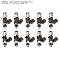 ID2600-XDS Injectors Set of 10, 48mm Length, 14mm Grey Adaptor Top, 14mm Lower O-ring - Lamborghini Gallardo (V10)