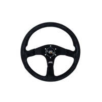 Mugen Racing III, 350mm Steering Wheel - Black Suede Black Stitching
