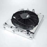 CSF Racing 2-Row 42mm Race Spec Aluminium Half Radiator w/Fan Shroud for Honda Civic EG EK 91-00/Mitsubishi Evo 7-9