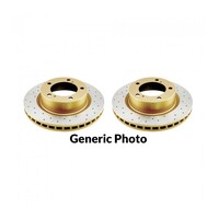 DBA DBA644X Street Series 2x Gold Cross-Drilled/Slotted Rear Rotors FOR WRX 08/FXT 97-08/Impreza 94-07