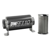 Deatschwerks Stainless Steel 10 Micron In-Line Fuel Filter Element w/110mm Housing kit (10AN)