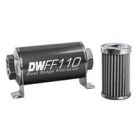 Deatschwerks Stainless Steel 100 Micron In-Line Fuel Filter Element w/110mm Housing kit (10AN)