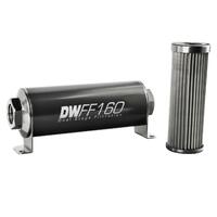 Deatschwerks Stainless Steel 10 Micron In-Line Fuel Filter Element w/160mm Housing kit (8AN)