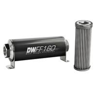 Deatschwerks Stainless Steel 40 Micron In-Line Fuel Filter Element w/160mm Housing kit (8AN)