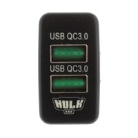 Hulk 4x4 Dual USB Socket QC3 OE RPL Green LED (Early Toyota)