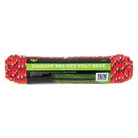 Hulk 4x4 30M Poly Rope Red Diamond Braided 66Kgs Working