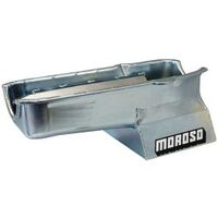 MOROSO OIL PAN, SBC 80-85 WITH PASSENGER SIDE DIPSTICK, DART SHP, 8.25 IN. DEEP T-SUMP, WINDAGE TRAY