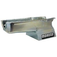 MOROSO OIL PAN, SBC 86-UP WITH 1 PIECE SEAL PASSENGER SIDE DIP STICK, 8.25 IN. DEEP T-SUMP, WINDAGE TRAY