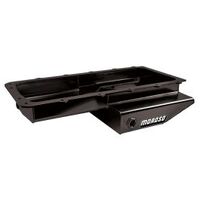 MOROSO OIL PAN, FORD 5.0, 5.2 COYOTE, COBRA REPLICA, ROAD RACE BAFFLED, REAR T-SUMP, STEEL, BLACK PC