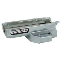 MOROSO OIL PAN, SBC 86-UP WITH 1 PIECE SEAL PASSENGER SIDE DIP STICK, CIRCLE TRACK, POWER POUCH, 6.5 IN. DEEP