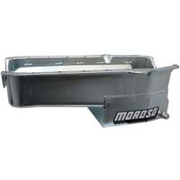 MOROSO OIL PAN, SBC 80-85 WITH PASSENGER'S SIDE DIP STICK, DART SHP, CIRCLE TRACK, 7.5 IN. DEEP