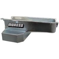 MOROSO OIL PAN, SBC 86-UP WITH 1 PIECE SEAL PASSENGER SIDE DIP STICK, CIRCLE TRACK, 7.5 IN. DEEP