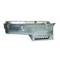 MOROSO OIL PAN, SBC 80-85 WITH PASSENGER'S SIDE DIPSTICK, DART SHP, CIRCLE TRACK, INSPECTION BUNG, 7.5 IN. DEEP